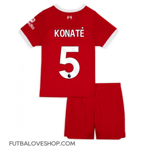 Dres Liverpool Ibrahima Konate #5 Domáci pre deti 2023-24 Krátky Rukáv (+ trenírky)